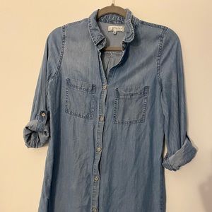 Long sleeve button up denim dress